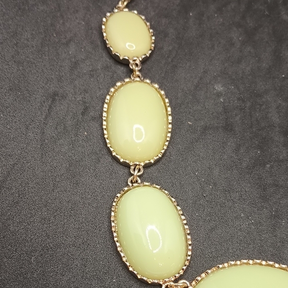 J. Crew Green and Gold Statement Necklace with Textured Stones - Picture 3 of 5